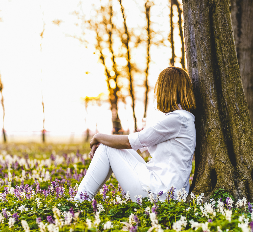 woman by tree